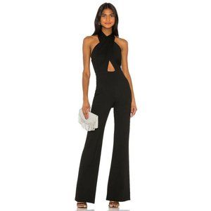Amanda Uprichard Zahara Crossover Halter Jumpsuit